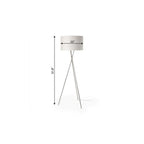 62" Beige Metal Tripod Floor Lamp With Beige Fabric Drum Shade