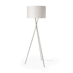 62" Beige Metal Tripod Floor Lamp With Beige Fabric Drum Shade