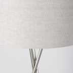 62" Beige Metal Tripod Floor Lamp With Beige Fabric Drum Shade