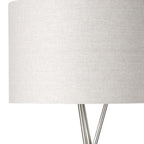 62" Beige Metal Tripod Floor Lamp With Beige Fabric Drum Shade