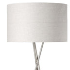 62" Beige Metal Tripod Floor Lamp With Beige Fabric Drum Shade