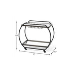 19" Black and Gunmetal Glass and Metal Rolling Kitchen Cart With Storage