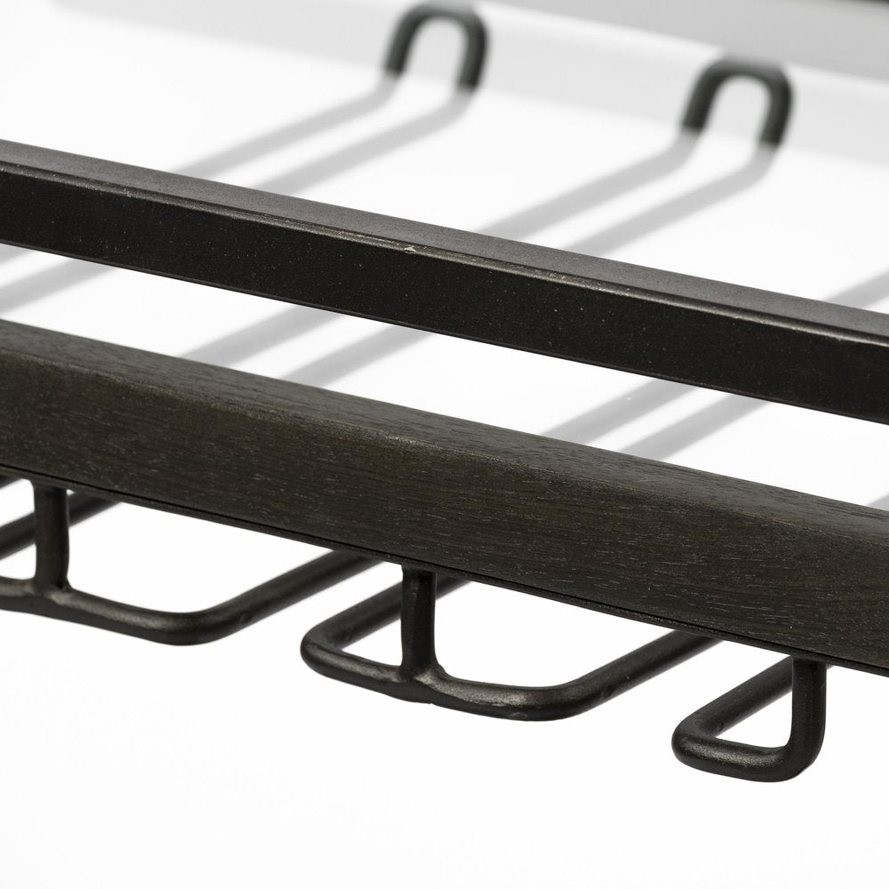 19" Black and Gunmetal Glass and Metal Rolling Kitchen Cart With Storage