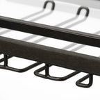 19" Black and Gunmetal Glass and Metal Rolling Kitchen Cart With Storage