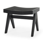 22" Black Solid Wood and Cane Bench