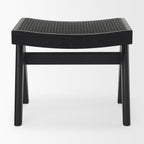 22" Black Solid Wood and Cane Bench
