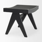 22" Black Solid Wood and Cane Bench