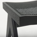 22" Black Solid Wood and Cane Bench