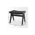 22" Black Solid Wood and Cane Bench