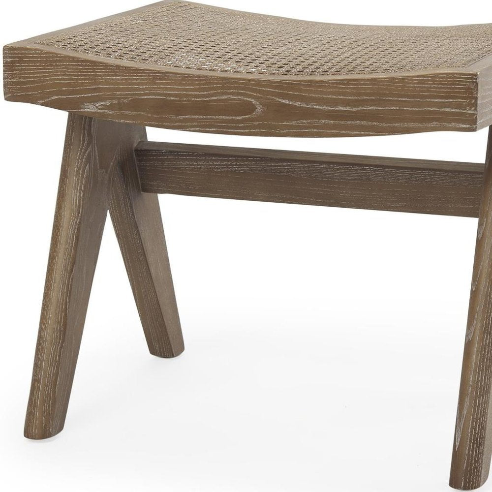 22" Black Solid Wood and Cane Bench