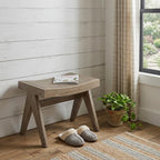 22" Black Solid Wood and Cane Bench