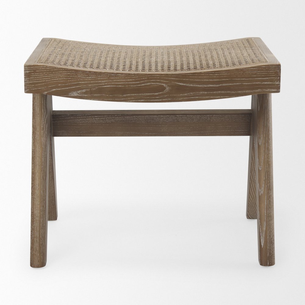 22" Black Solid Wood and Cane Bench