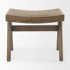 22" Black Solid Wood and Cane Bench