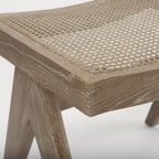 22" Black Solid Wood and Cane Bench
