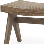 22" Black Solid Wood and Cane Bench