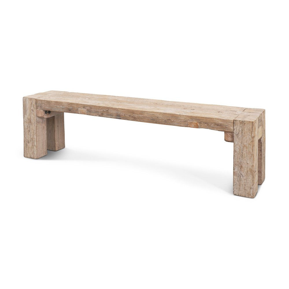 70" Natural Wood Distressed Dining Bench