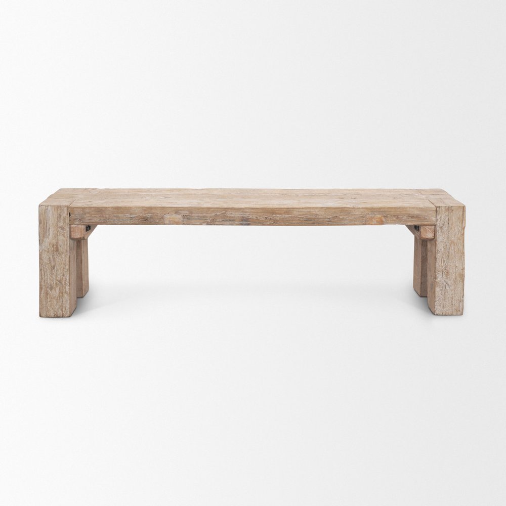 70" Natural Wood Distressed Dining Bench