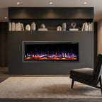 42" Black And Red Metal Electric Fireplace Insert With LED