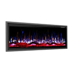 50" Black And Red Metal Electric Fireplace Insert With LED