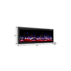 50" Black And Red Metal Electric Fireplace Insert With LED