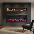 50" Black And Red Metal Electric Fireplace Insert With LED