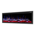 60" Black And Red Metal Electric Fireplace Insert With LED