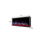 60" Black And Red Metal Electric Fireplace Insert With LED