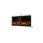 42" Black And Red Metal Electric Fireplace Insert With LED