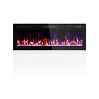 50" Black And Red Faux Crystals Metal Electric Fireplace Insert With LED