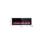50" Black And Red Faux Crystals Metal Electric Fireplace Insert With LED