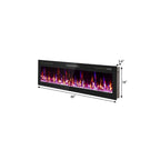 60" Black And Red Faux Crystals Metal Electric Fireplace Insert With LED