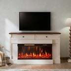 61" Black And Red Metal Electric Fireplace Insert With Mantle With LED