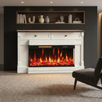 61" Black And Red Metal Electric Fireplace Insert With Mantle With LED