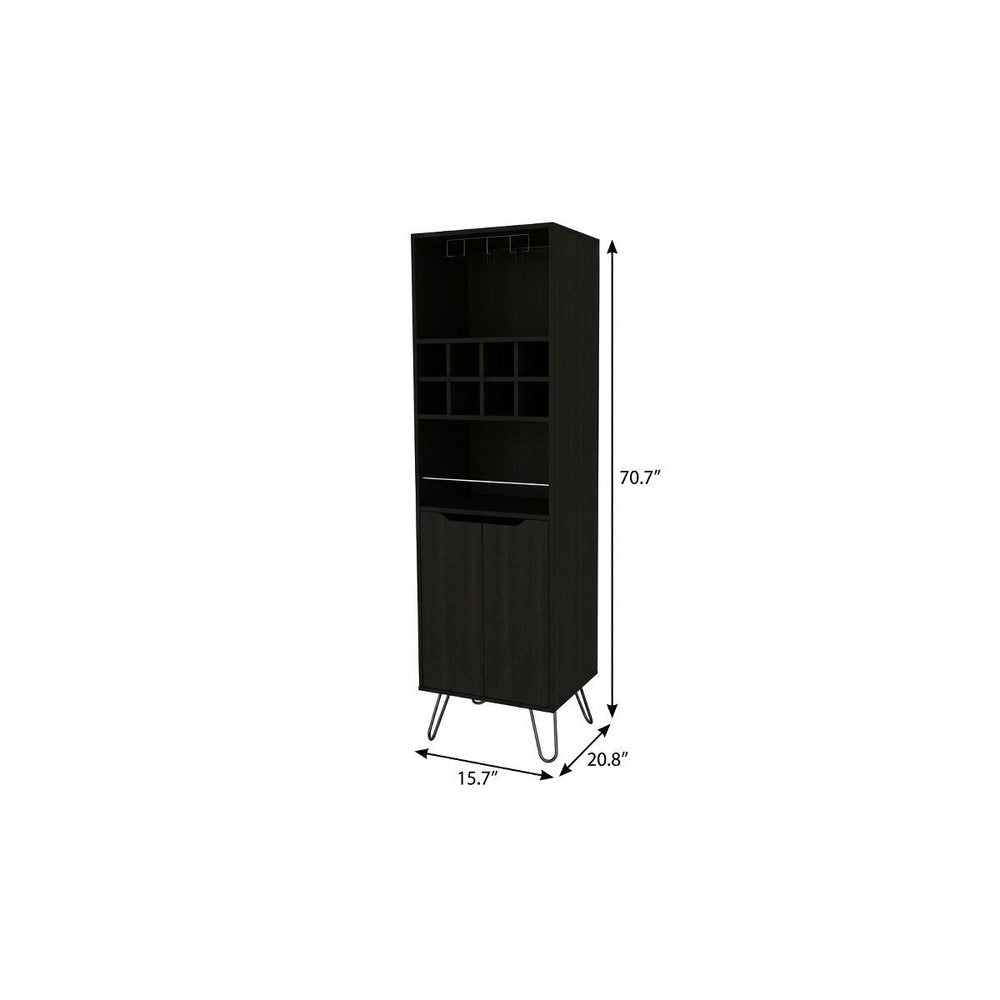 16" Black Wood Bar Cart