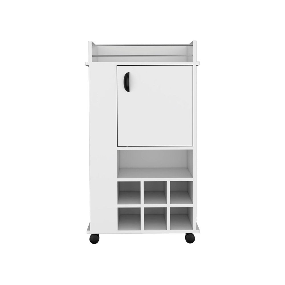 16" White Wood Bar Cart