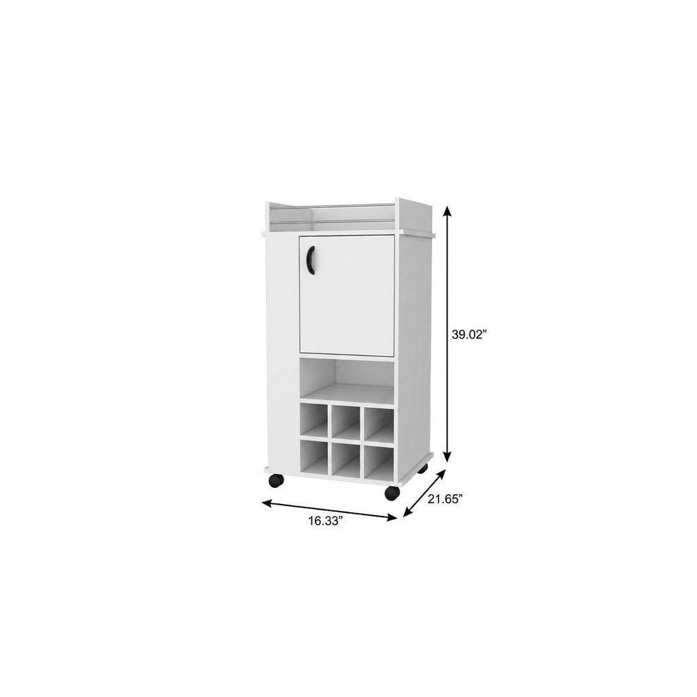 16" White Wood Bar Cart