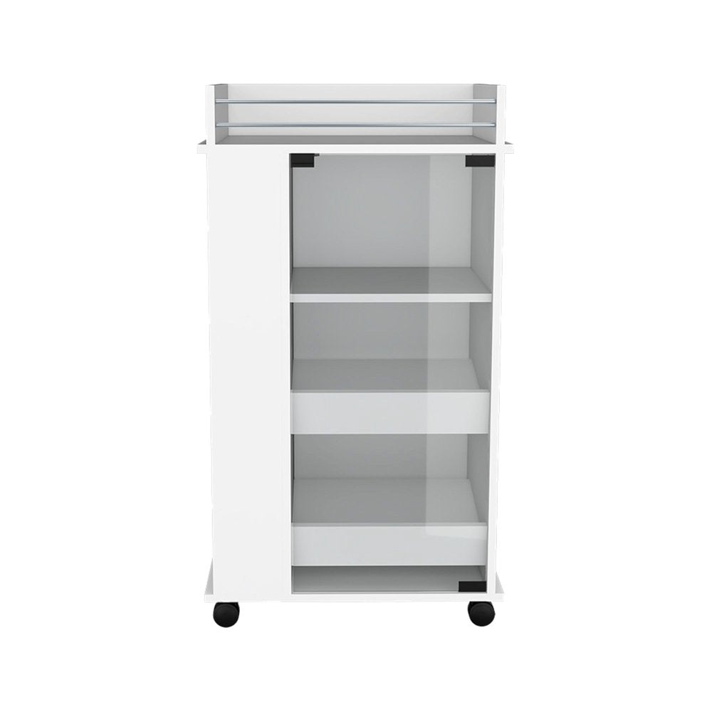 16" White Wood Bar Cart