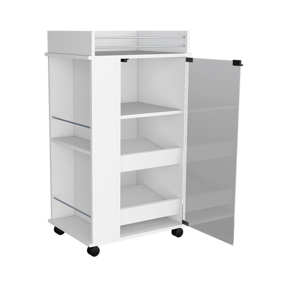 16" White Wood Bar Cart