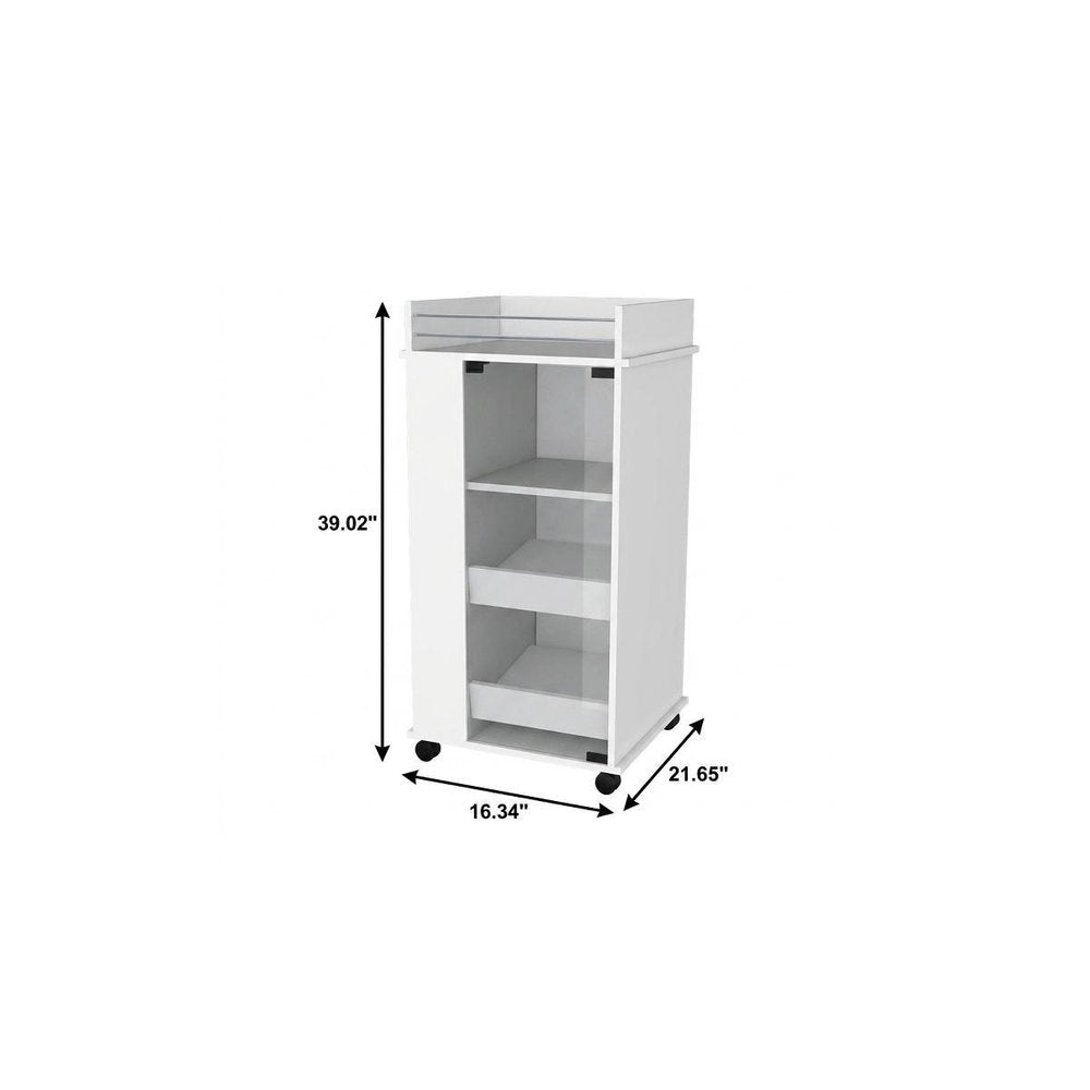 16" White Wood Bar Cart