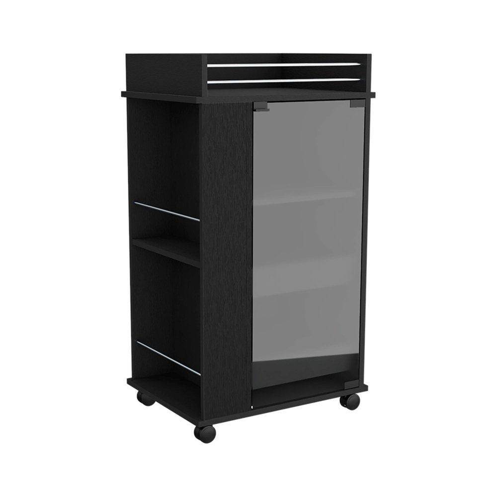 16" Black Wood Bar Cart