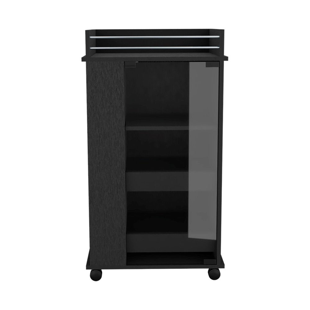 16" Black Wood Bar Cart