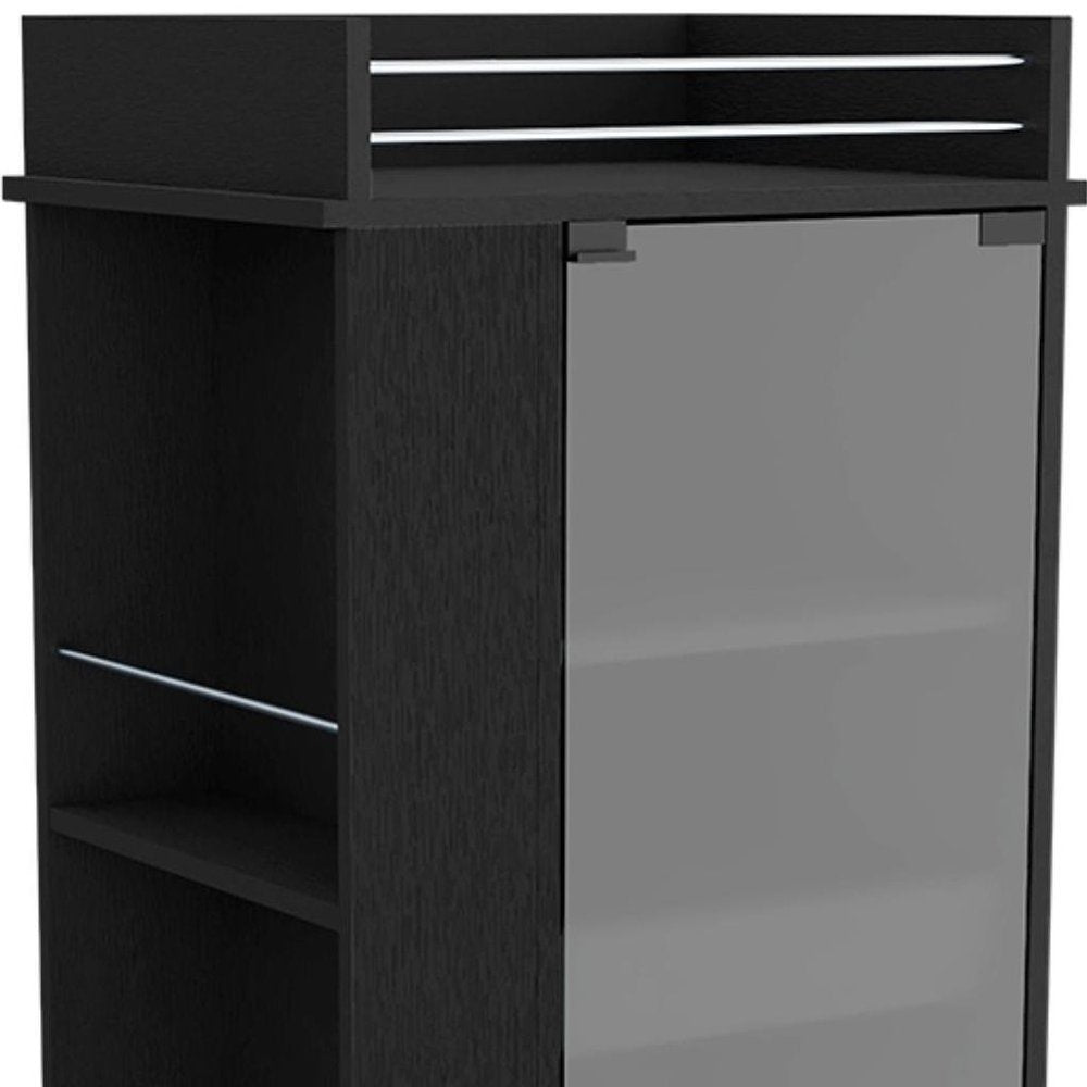 16" Black Wood Bar Cart