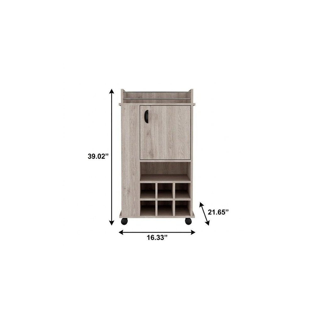 16" Gray Wood Bar Cart