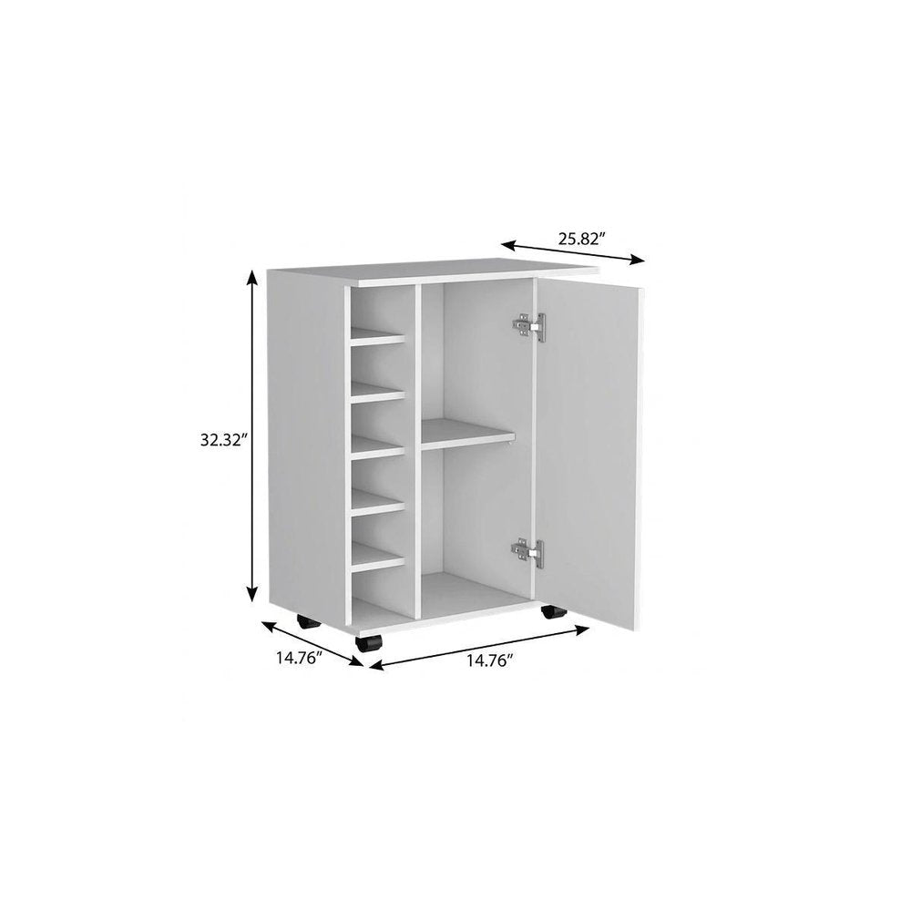 15" White Wood Bar Cart