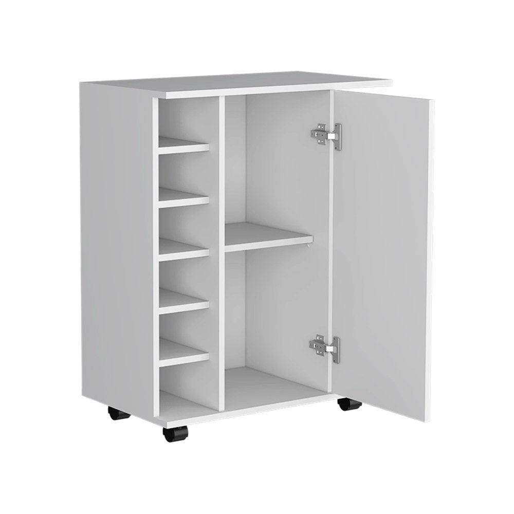 15" White Wood Bar Cart