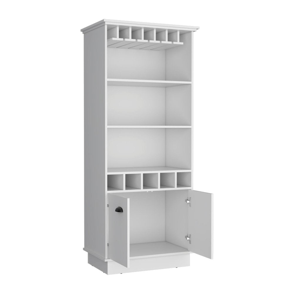 19" White Wood Bar Cart