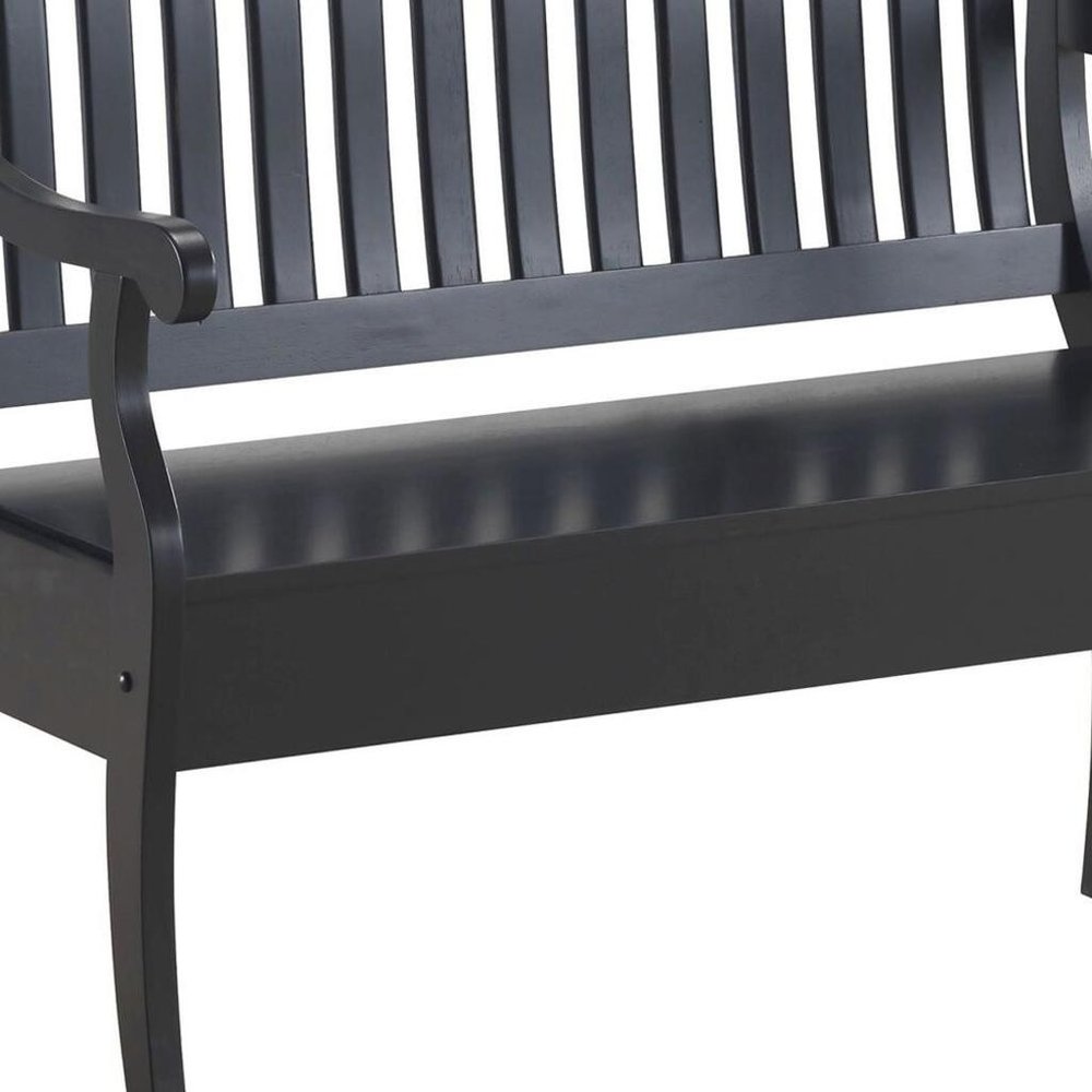 42" Black Solid Wood Storage Bench With Flip Top