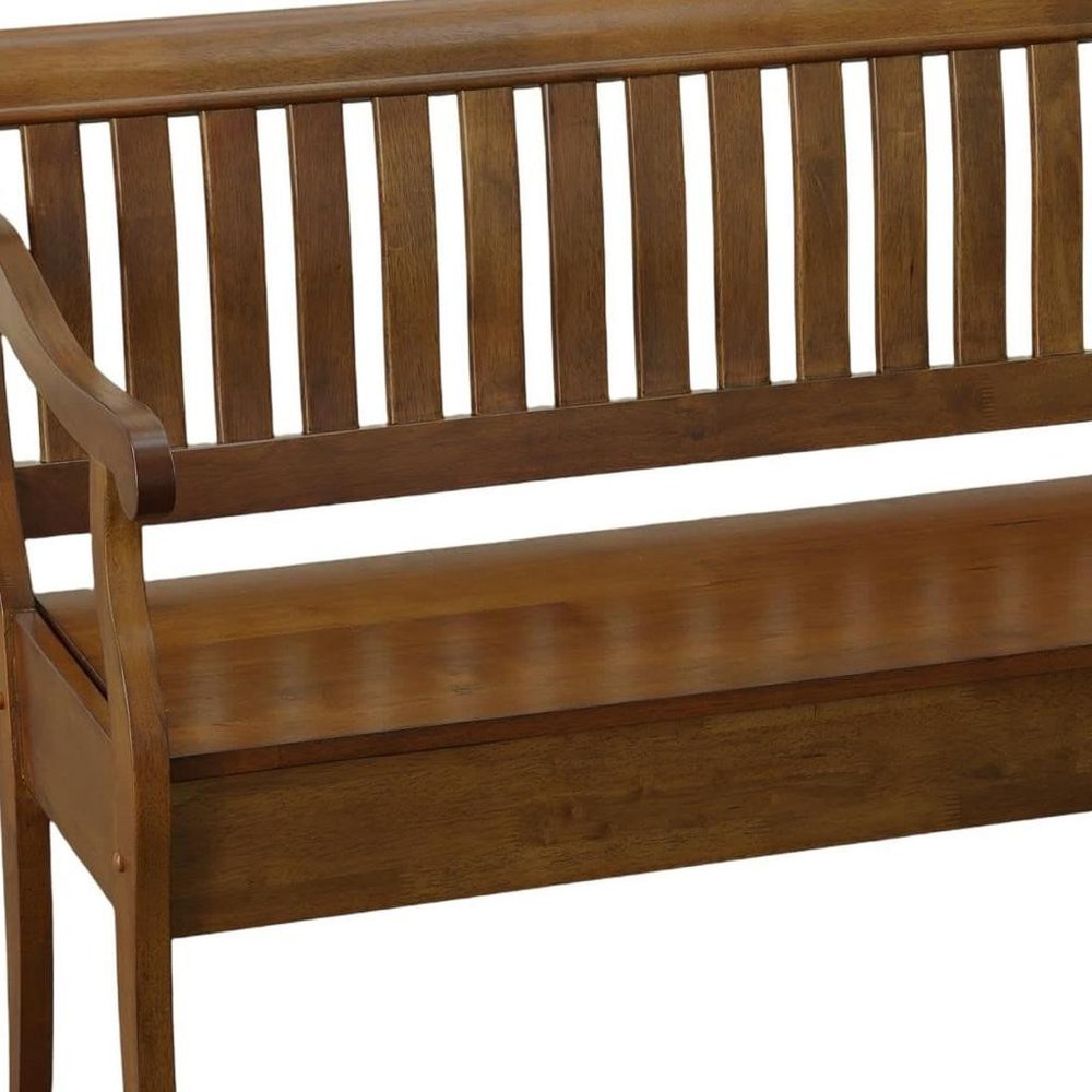42" Dark Brown Solid Wood Storage Bench With Flip Top