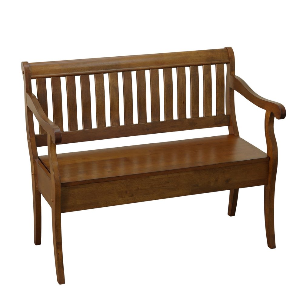 42" Dark Brown Solid Wood Storage Bench With Flip Top