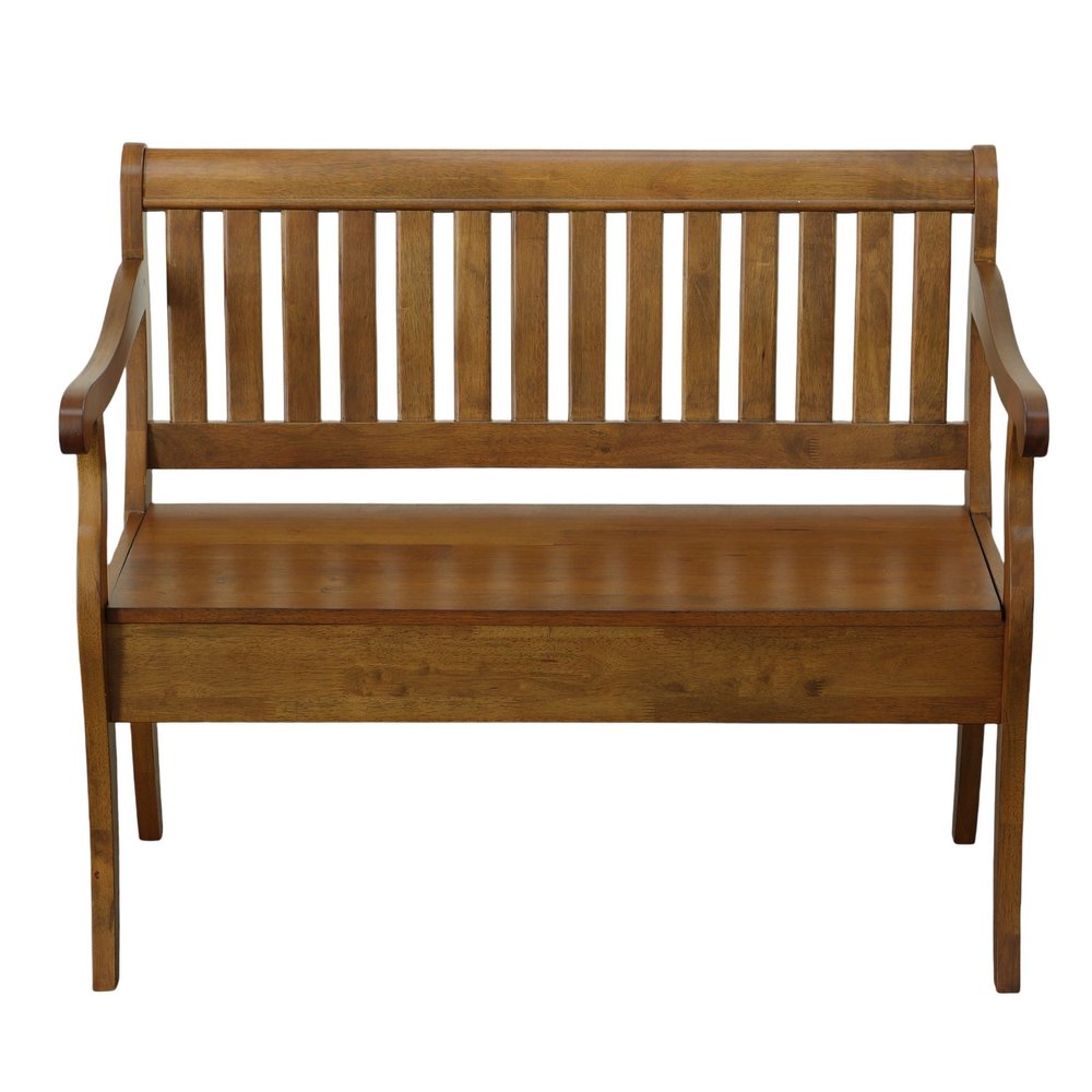 42" Dark Brown Solid Wood Storage Bench With Flip Top